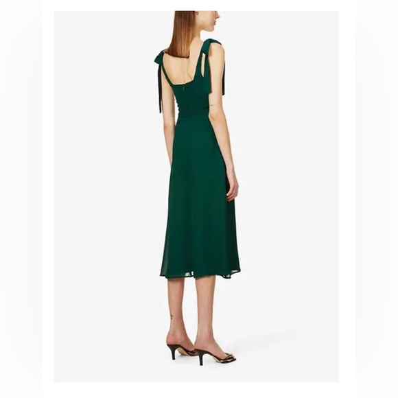 Reformation Green Emerald Twilight Square-Neck Crepe Midi Dress 6 - Picture 2 of 11